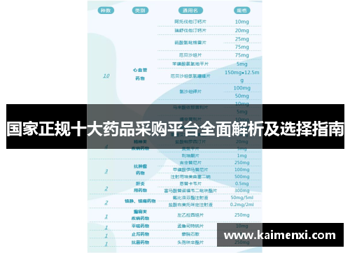 国家正规十大药品采购平台全面解析及选择指南
